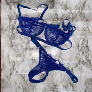 Medium Sexy royal blue lingerie two piece set bra & pantie set